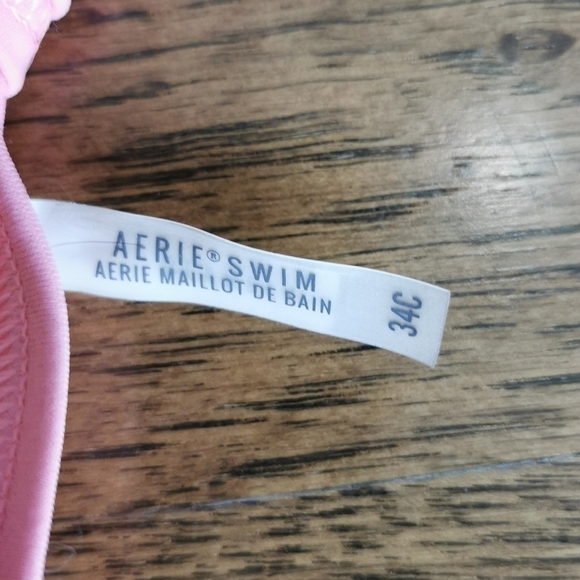 AERIE Bikini Top Bottom Pink Green Medium M New - Picture 8 of 10